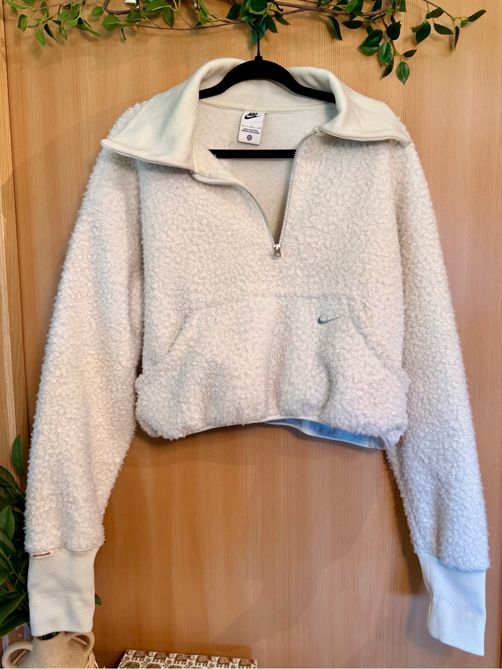 Nike Sportswear Sherpa Fleece Quarter Zip Cream Large